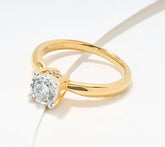 Fire Light Sterling Silver Gold-clad Lab Grown Diamond 0.5cttw Hidden Halo Ring, Size 6
